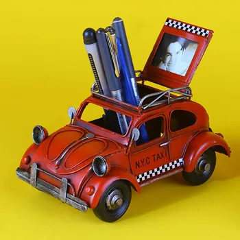 

Creative Wrought Iron Car Model Photo Frame Children Room Decoration Ornaments Office Study Room Display Pen Holder Taxi Crafts