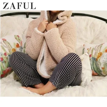 

ZAFUL Warm Hooded Jackets Women Reversible Teddy Coat Open Front Lamb Velvet Coat Cute Solid Short Coats Hooded Winter 2019