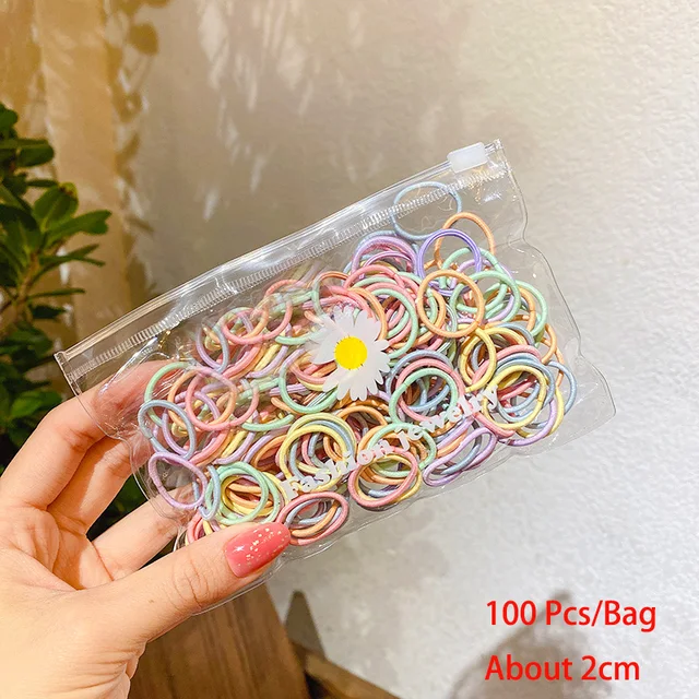 50/100/200 Pcs/Bag Children Cute Candy Cartoon Solid Elastic Hair Bands Girls Lovely Srunchies Rubber Bands Kid Hair Accessories Mix-18-100 Pcs
