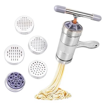 

Stainless Steel Handheld Noodle Maker Manual Press Noodle And Pasta Machine For Kitchen Tool With 5 Blade Knife Easy Operation