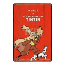Tintin мультфильм жестяная вывеска металлическая пластина железная живопись детская комната настенный бар домашнее искусство Ремесло Декор 30X20 см DU-2975