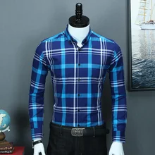 CAIZIYIJIA мужские повседневные рубашки в клетку с длинным рукавом, Хлопковая полосатая рубашка Masculina, модная мужская одежда