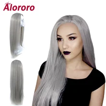 

Alororo 26 inch Long Straight Synthetic Wigs Party Fashion White Red Gray High Temperature Wire Hair Wigs for Women