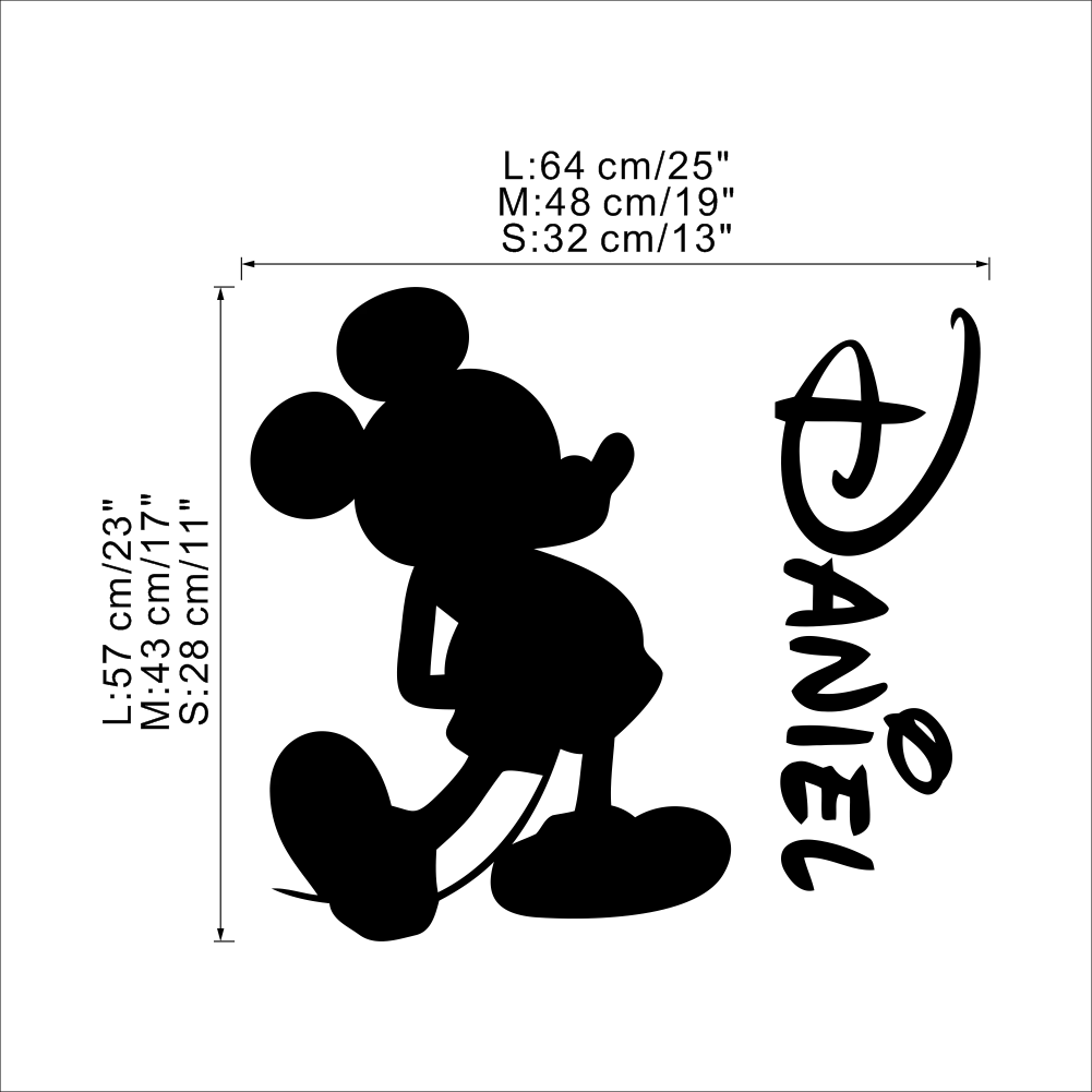 Disney Custom Name Mickey Mouse Minnie Mouse Vinyl Wall Sticker Decor For Nursery Room Kids Room wall paper Decor VA8758