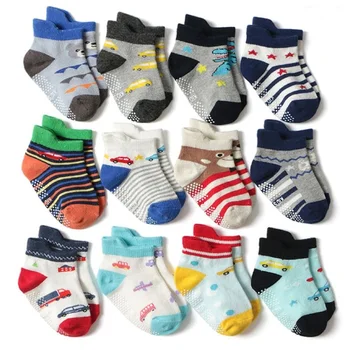

12 Pair/Set High Quality Toddler Baby Combed Cotton Socks Anti-slip Cartoon Floor Stocking Kids Boys Girls Comfortable Warm Sox