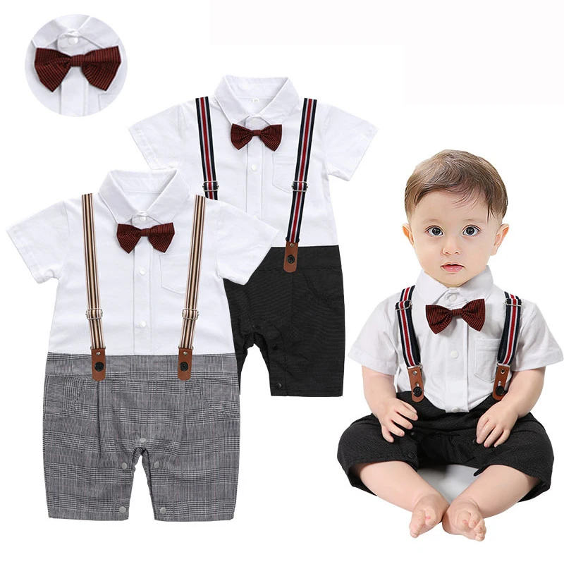 

Baby Romper Summer Baby Boys Clothes Gentleman Tie Jumpsuit Newborn Clothes Kids Costume For Baby Overalls Clothes 0 3 6 9 Mont