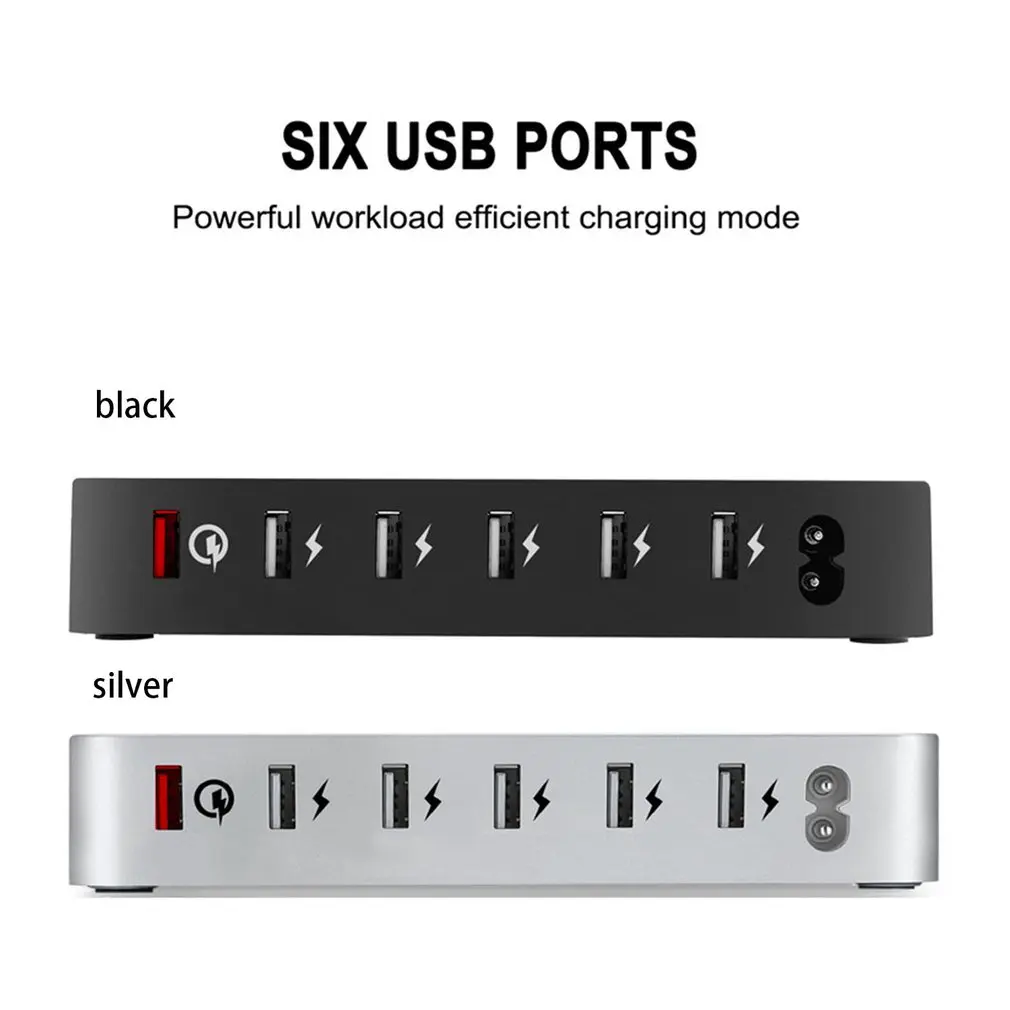 Быстрая многопортовая зарядная док-станция, 6 портов USB Настольная зарядная станция, адаптер питания для всех телефонов, планшетов, часов и т. д