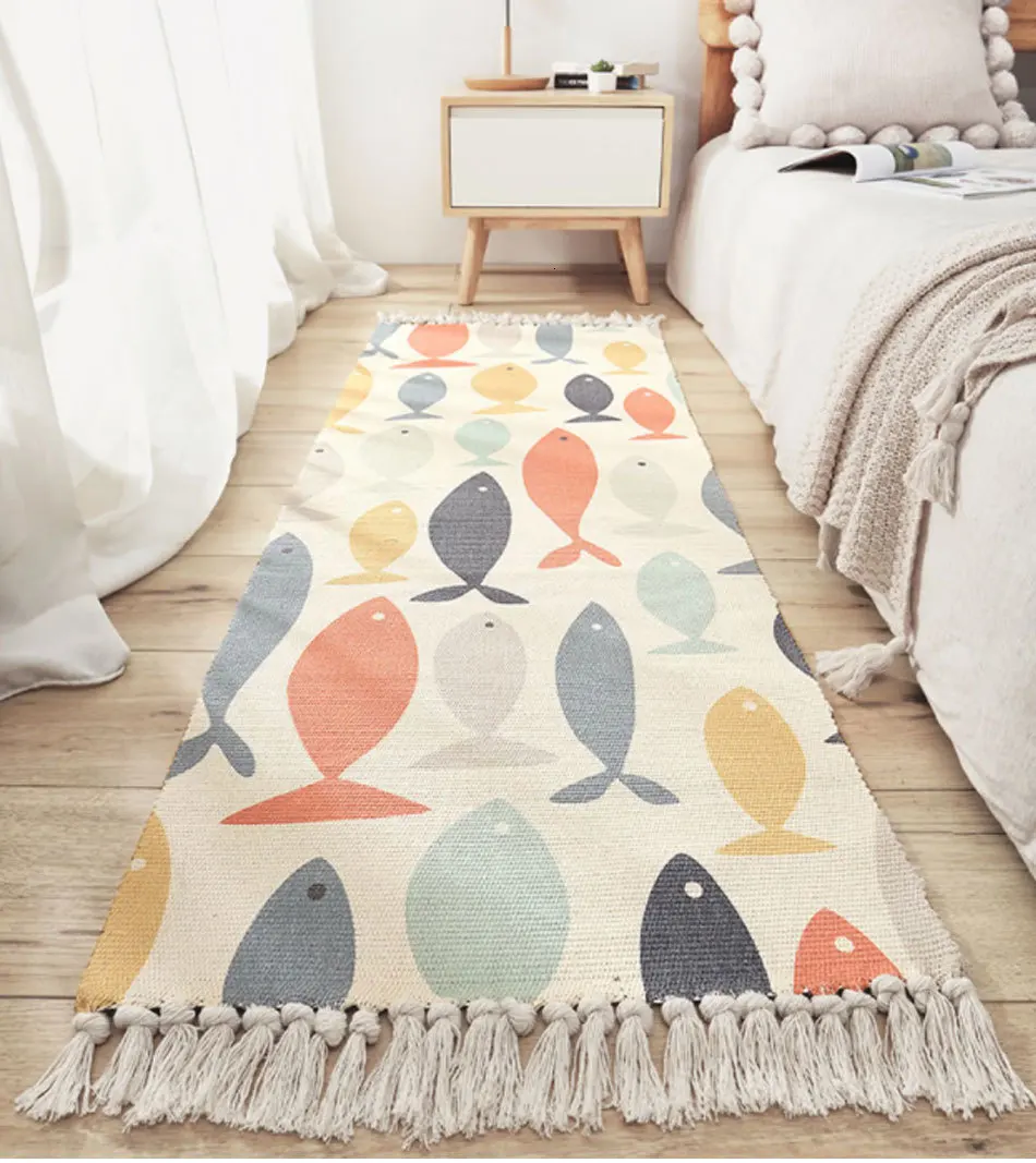 Cotton Kilim Tassel Soft Carpets For Living Room Bedroom Kid Room Home Carpet Floor Door Mat Simple Nordic Style Decorate Rugs