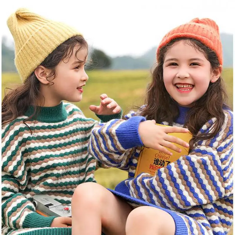 

Autumn Winter Baby Girl Clothes Sweater Dress Boutique Children's Clothing Simple Stripe Girls Sweater Dress Baby Girl Party