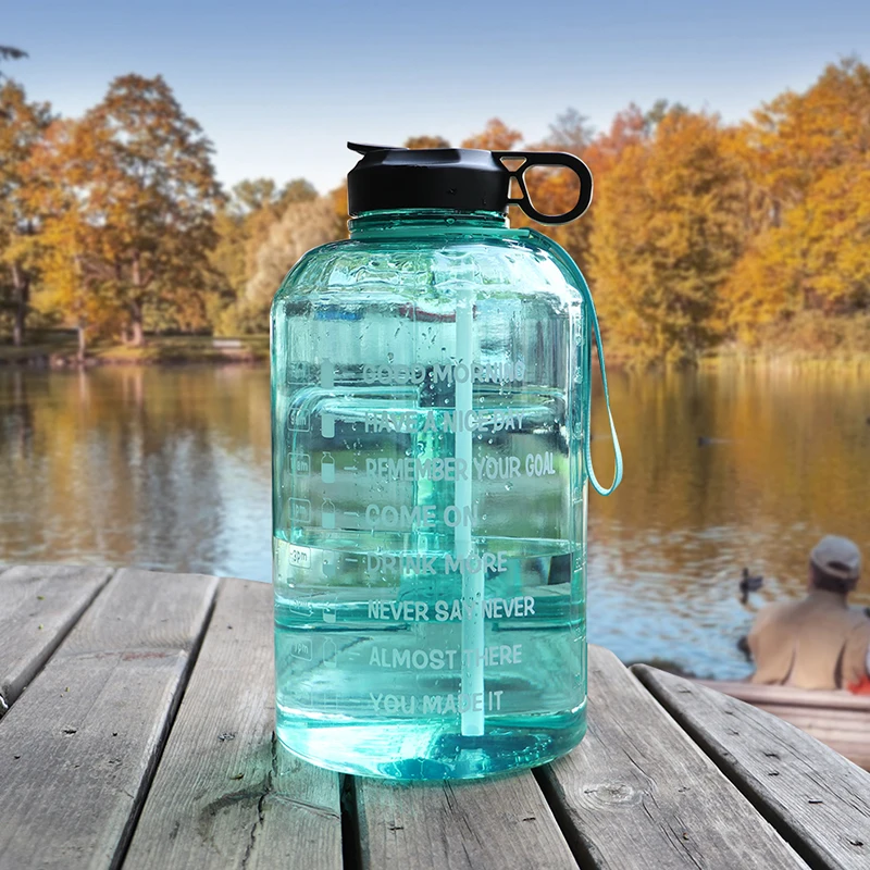 ZOMAKE 1 Gallon Water Bottle with Time Marker & Straw 128 oz BPA Free