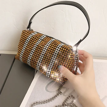 

Women Clutches Bling Design Hand Bag Evening Clutch Totes Fashion Handbag Women Vintage Soft Dimond Purse Luxury Chain Shoulder