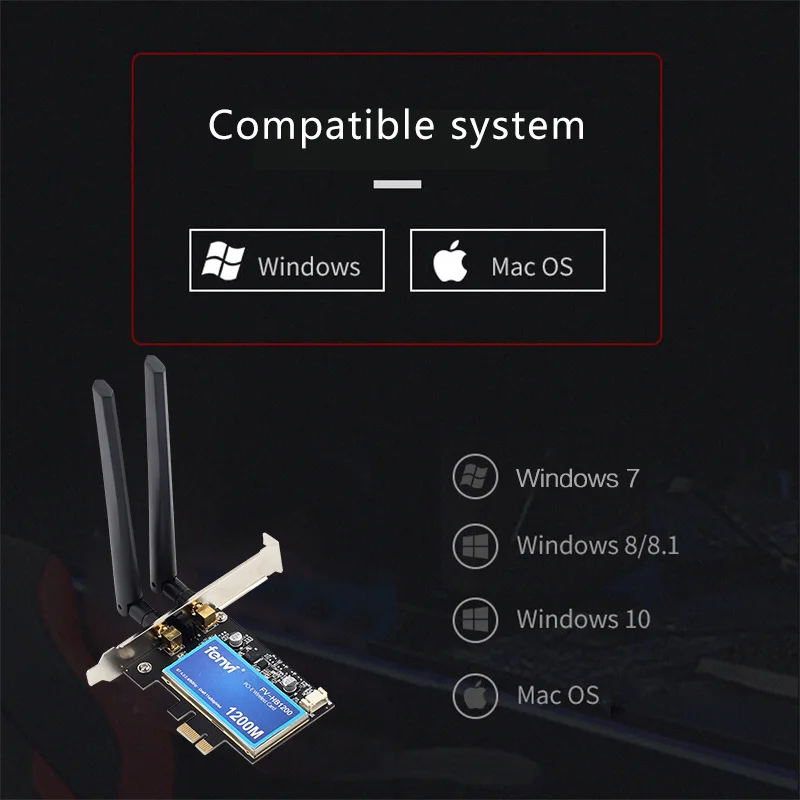 Двухдиапазонный 1200 Мбит/с Broadcom 802.11ac Wifi Bluetooth 4,0 Airdrop PCI-E беспроводной адаптер WLAN сеть для MAC Hackintosh Windows