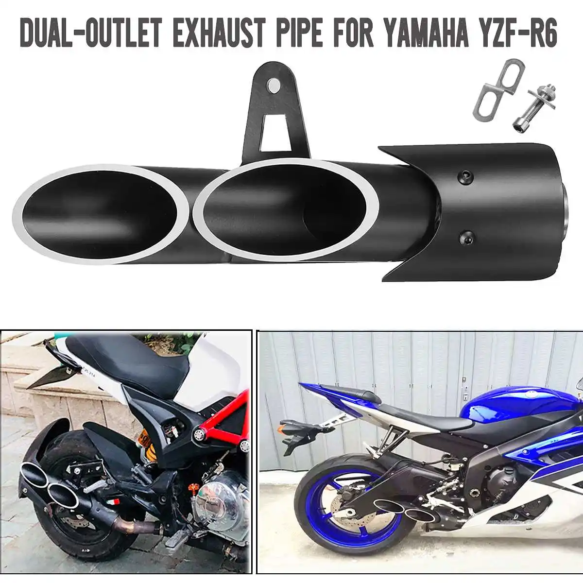 Мотоцикл из нержавеющей стали двойной выход выхлопная труба для Yamaha YZF R6 для Suzuki GSXR S1000 S1000RR CBR250RR
