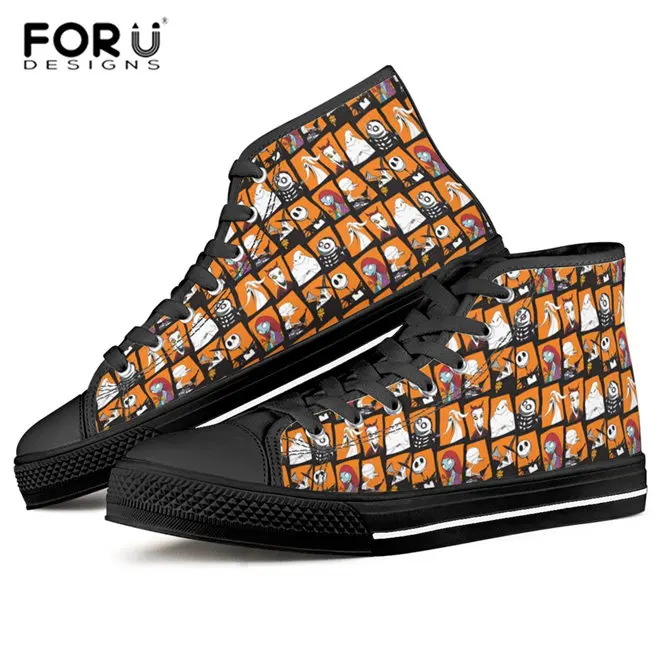 YQ5409Z38A FORUDESIGNS/Кошмар перед Рождеством; женская парусиновая обувь с высоким берцем; весенние модные кроссовки; Женская Вулканизированная обувь - Цвет: YQ5409Z38A