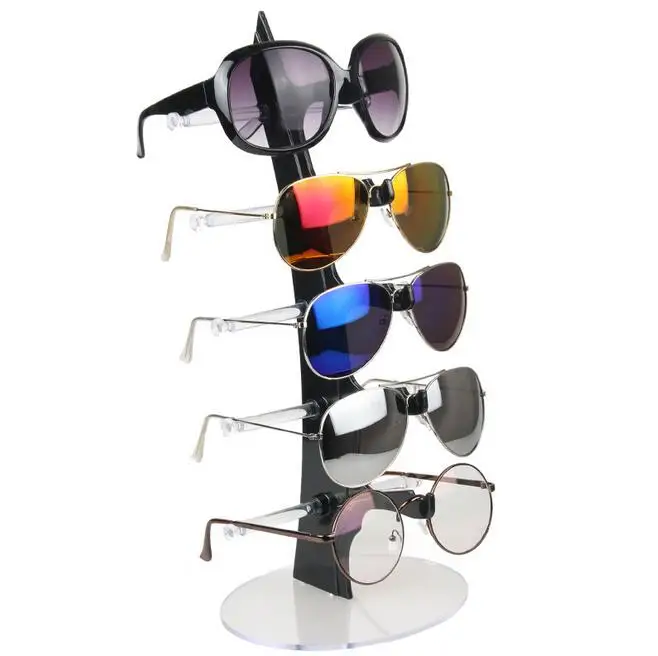 High Level Fashion Sail 5 Pairs Glasses Display Stand Counter Plastic Sunglasses Display Props Mirror Sunglasses Display Rack