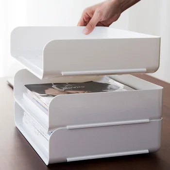 

Magazine Letter Office Storage Desktop School Durable PS Holder Sundries Document Tray Anti Slip Stackable Rack Organizer File