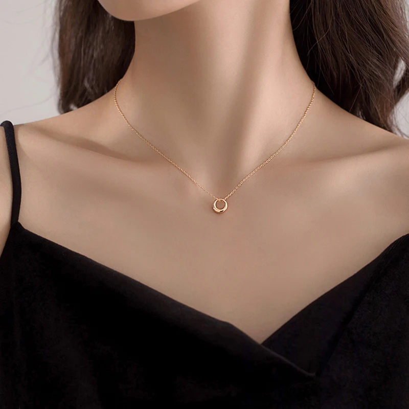 925 Sterling Silver Shiny Smooth Circle Choker Necklace Round Shape Pendant Wedding Gift Present Fine Jewelry NK095 pendant necklace silver necklace silver pendant silver necklace charms