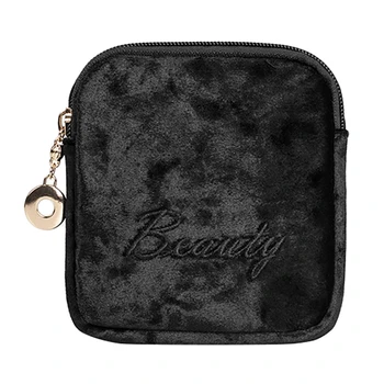 

Diaper Sanitary Napkin Storage Bag flannel Pad Package Bag Coin Purse Jewelry Organizer Credit Card Pouch Black