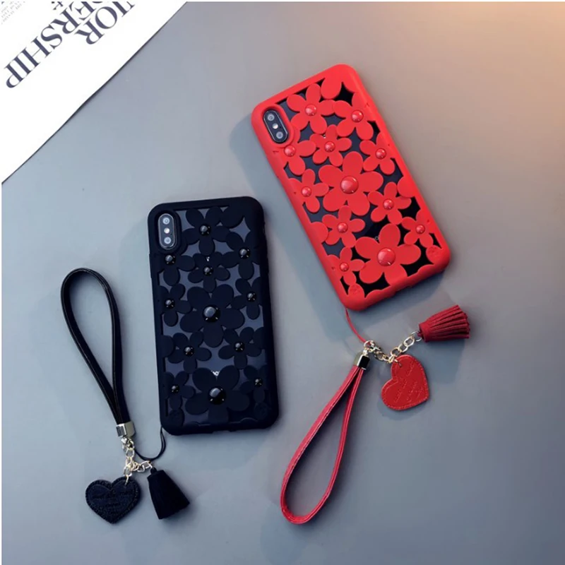 Iphone11 pro мобильный телефон оболочки женский полый цветок 7/8plus силиконовая 6 шнурки xsmax Мягкая обложка охлаждения для XR