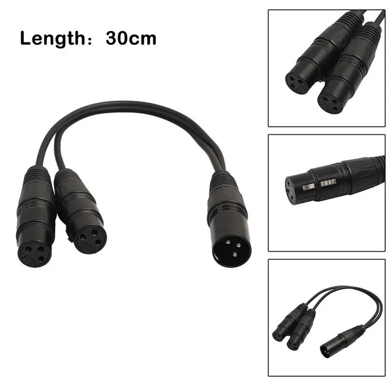 Черный кабель 3-контактный XLR штекер адаптера для Dual 2 Женский DJ 0,3 M Y сплиттер 16 AWG микрофон полезные Радиоуправляемый квадрокоптер