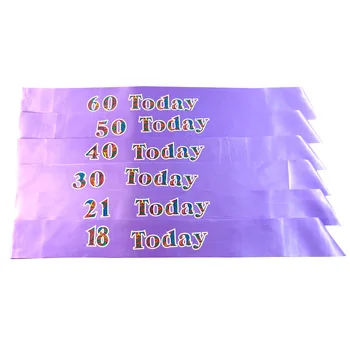 

30pcs Light purple ribbon Birthday sash satin fabric anniversary adult ceremony 18 21 30 40 50 60 today fashion zebra printing