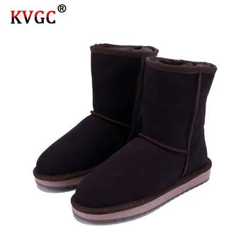 

KVGC 2020 The new Fashion Cowhide Leather Winter solid color Boots high quality keep warm Wool Lined Non-slip Women Snow Boots