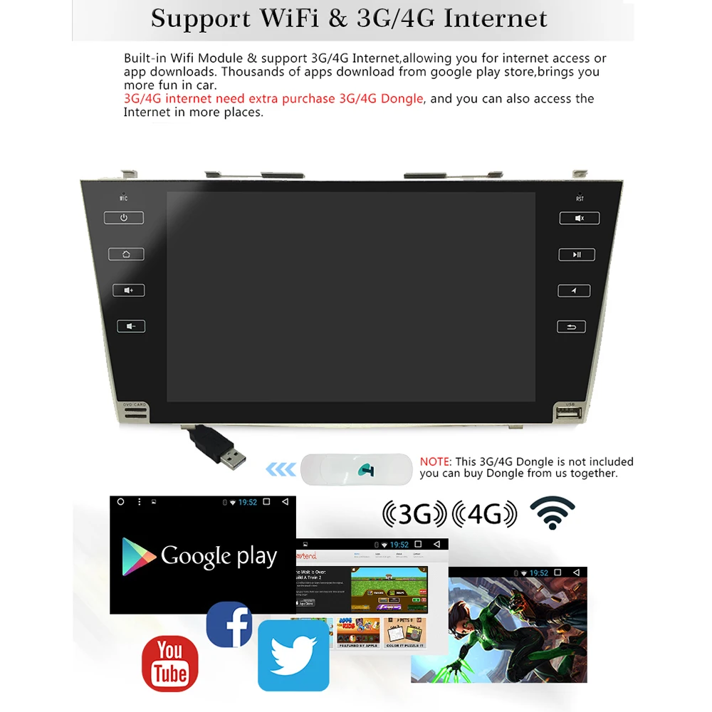 2din " четырехъядерный Android 8,1 автомобильный стерео радио dvd-плеер с BT Wifi HD 1024*600 MirrorLink для Toyota Camry 2007-2011 1+ 16G
