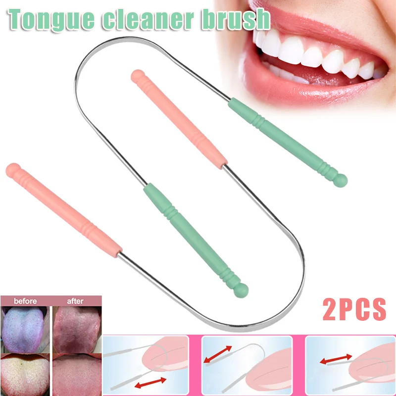 2 шт. скребок для языка Очиститель из нержавеющей стали для чистки полости рта здоровье свежее дыхание инструменты MV99