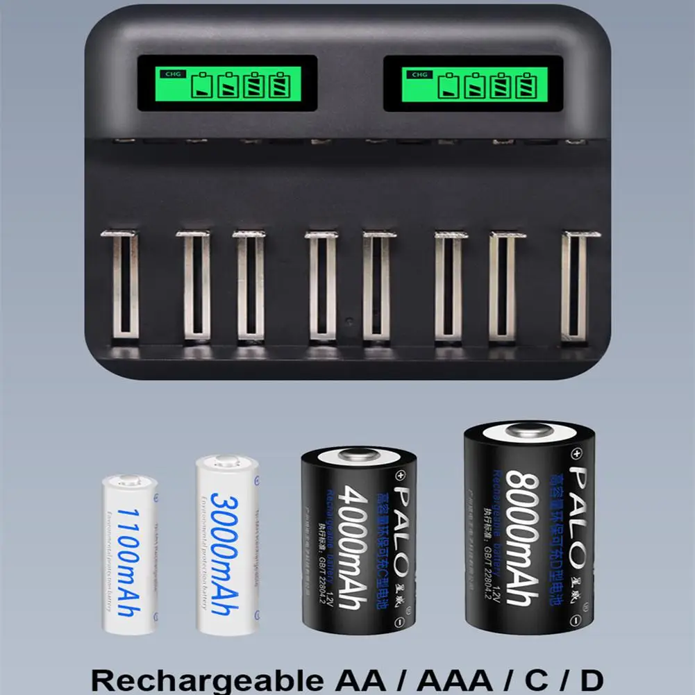 8 слотов ЖК дисплей Usb смарт зарядное устройство для AA AAA SC CD Размер перезаряжаемая