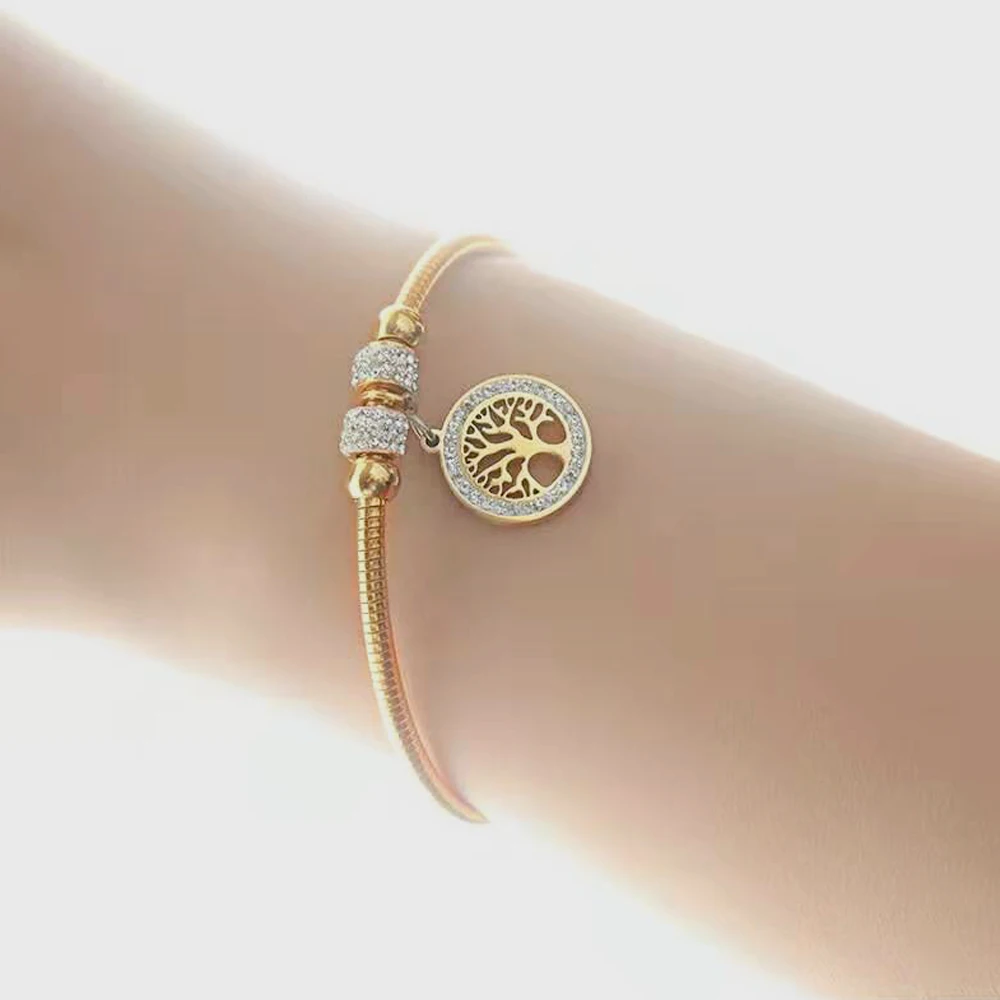 Hollow Tree Flower Bracelets for Women Stainless Steel Crystal Charm Bracelets Magnet Bangles Jewelry bangle bracelet crystal bracelets