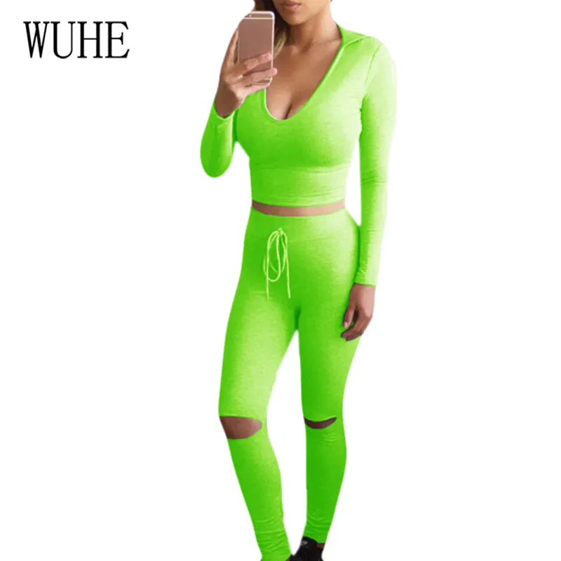 

WUHE Hooded Drawstring Dig Knee Trousers Fashion Running Fitness Sports Casual Women's Two Pieces Sets Playsuits Femme Jumpsuits