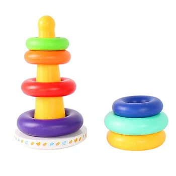 

Children Toy Stack Up Rainbow Tower Rings Music Tumbler Baby Kids Stacking Intelligent Development Educational Toys Hot Sales