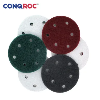

10pcs 125mm 5 Inch Scouring Discs Hook Loop 6 Holes Scouring Pads Grout Power Scrubber Cleaning Sanding Rust Remover