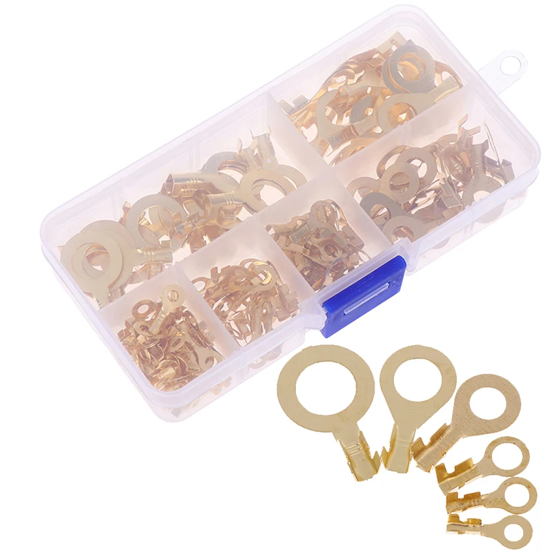 

150pcs/set Ring Type Gold Terminals Golden Brass Non-insulated Crimp Terminals Connectors Cable Wire Connectors