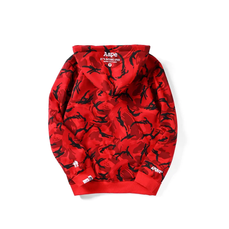 

Europe And America Hip Hop Autumn And Winter New Style Camouflage Three-Color Pullover Hoodie Couples Men And Women-Coat