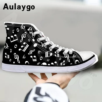 

Aulaygo Black Music Note 3D Print Canvas Kid Shoes For Boys Girls Sneakers Casual Children High Top Outdoor Students Footwear
