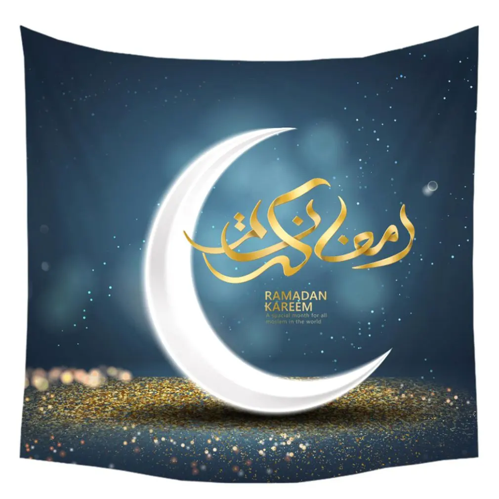 Для мусульманского праздника Рамадан украшения гобелен Халяль Eid Mubarak украшения дома Фон цифровой печати подвесная ткань
