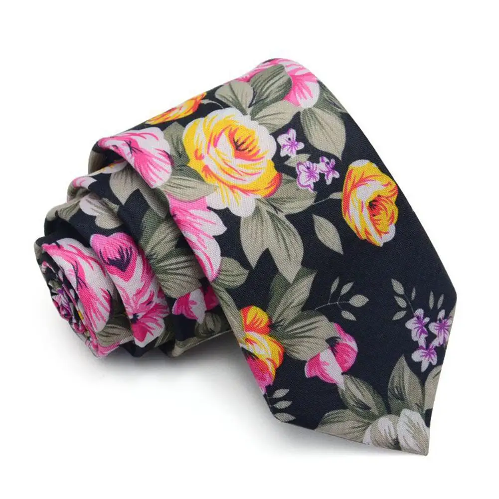 Miss M 2019 Осенние новые цветочные галстуки для мужчин из хлопка с принтом Мужские галстуки 6 см тонкий шейный галстук обтягивающие Галстуки