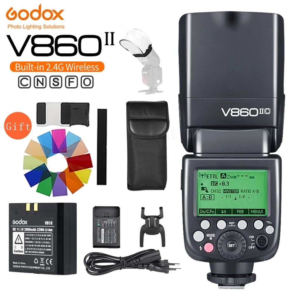 GODOX V860IIC V860IIN V860IIS V860IIO V860IIF Аккумулятор для литиевых батарей TTL 2 4G HSS Flash Speedlite Canon Nikon