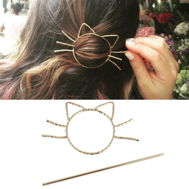 BOHO Hair Clip Geometric Feather Bun Cuff Leaf Star X Shape Hair Sticks Cute Cat Hairpin Headwear Accessories Trendy Gift jewelry accessories,hair accessory,hair clip,hair headdress,hair stick