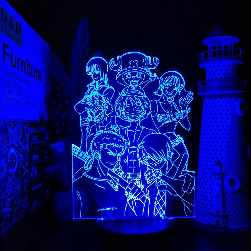 Anime One Piece 3D Lamp Luffy Nami Sanji Zoro Chopper Acrylic Led Night Light for Kids Bedroom Decor Nightlight Manga Cool Gifts