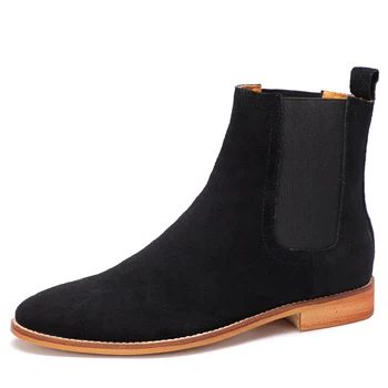 

High Quality British Men Boots Autumn Winter Shoes Men Fashion Slip On ankle boots pointed toe Cow Suede Leather Male Botas