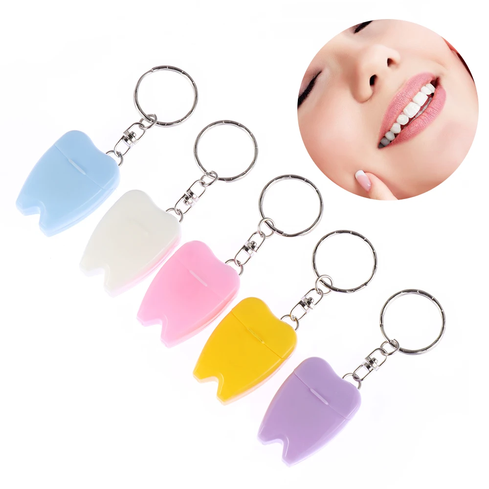 1PC Portable Dental Floss Teeth Clean*Key Ring Keychain Travel 15M Random Colour Oral Hygience Tooth Care Tools 15m