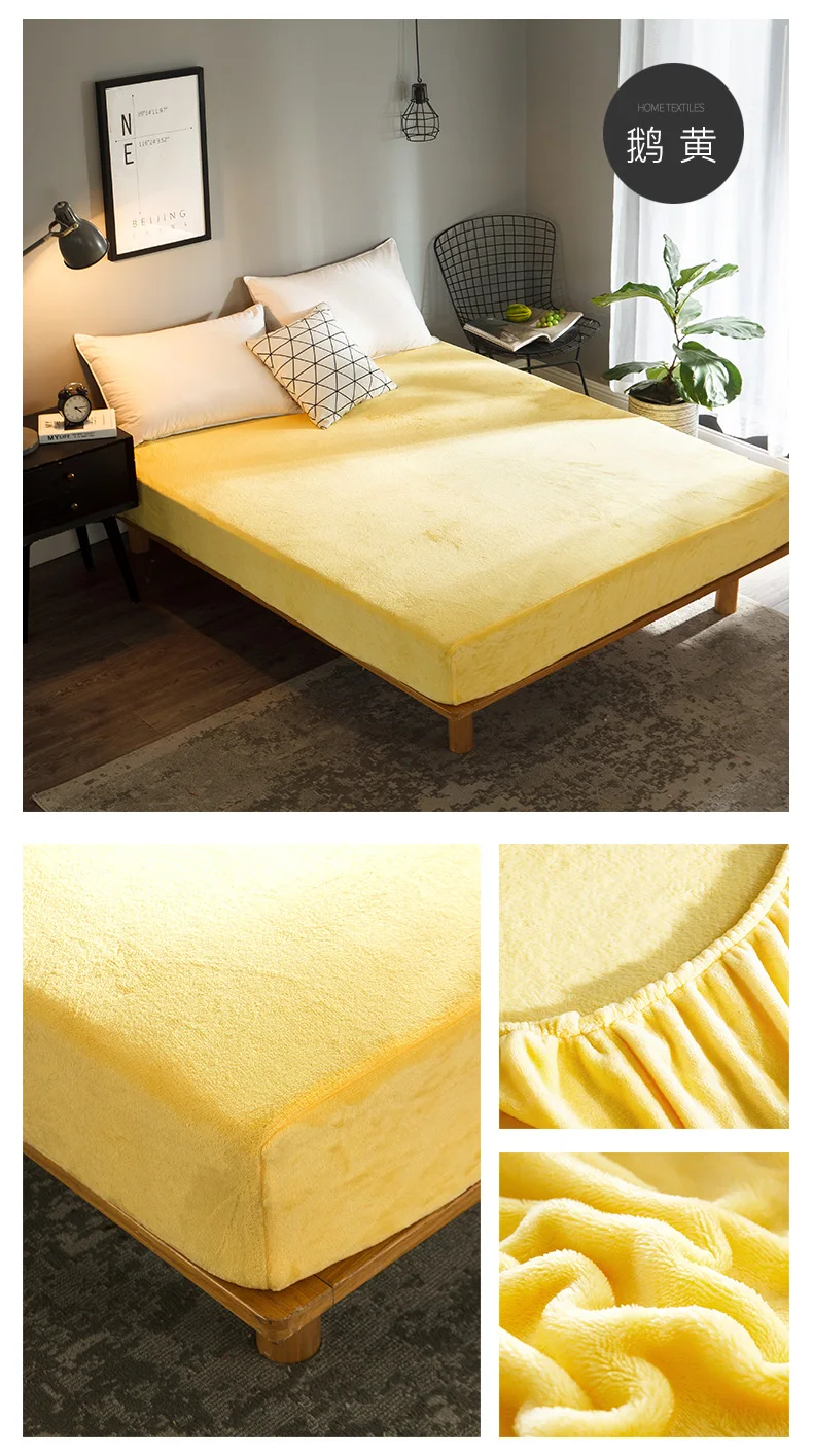 Warmer Fitted Sheet for Winter 200 GSM Flannel Bed Sheet Single Size Coral Fleece Fabric Soft Bed Sheet Sets Queen Size