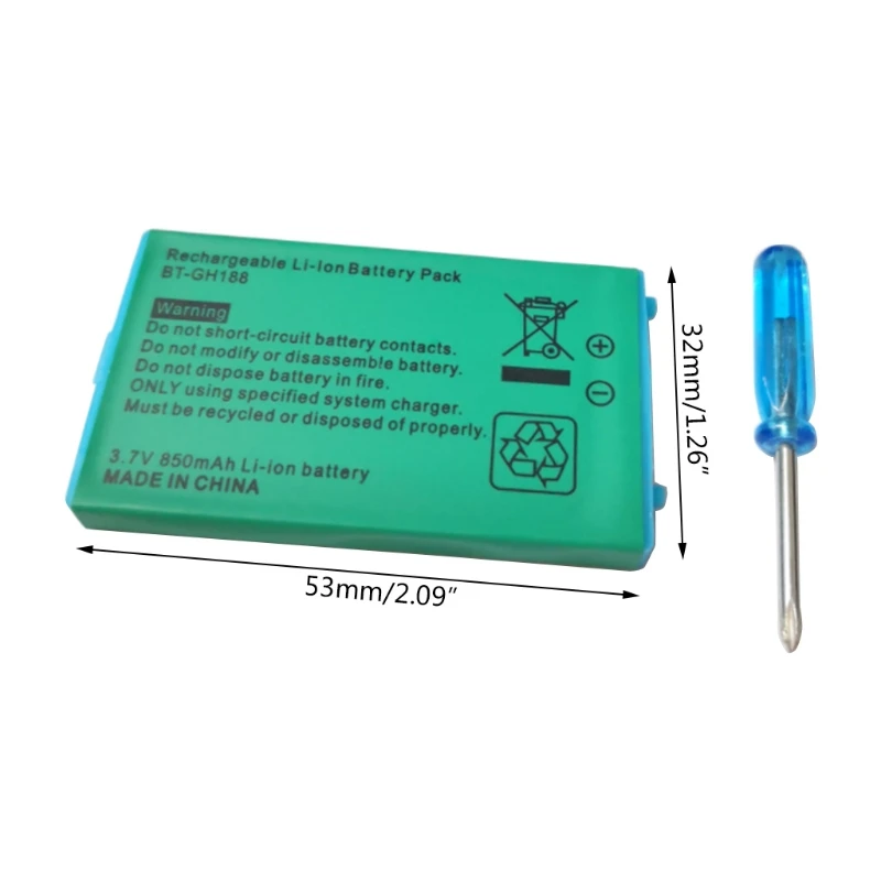 Rechargeable battery 850mAh Rechargeable Lithium-ion Battery Pack with Screwdriver Compatible with Game Boy Advance GBA SP