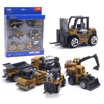 

6 in 1 Alloy Mini Engineering Car Sets Classic Colors and Simple Durable Design 1/64 Metal Simulation Vehicle Toys Model