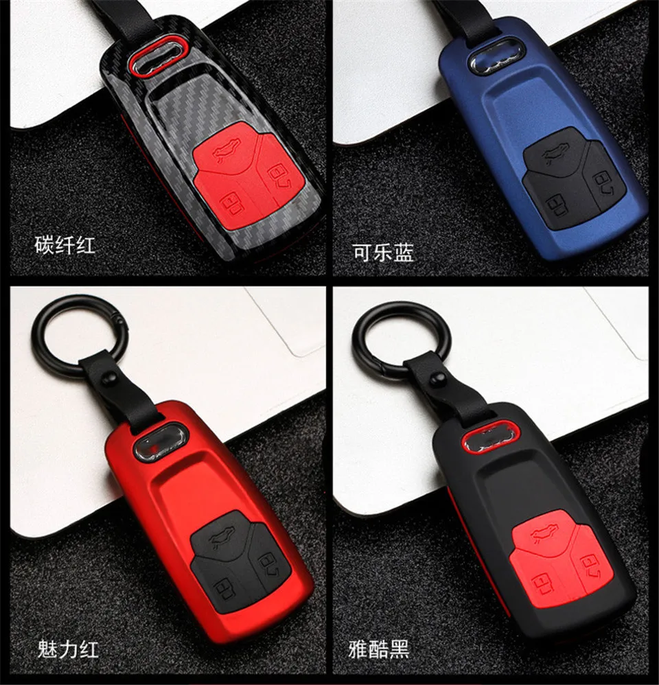 Styling auto In Fibra di Carbonio Cover chiate/telecomando per Audi A4 Nuovo A4L A5 A6L QT S5 S7 Q7 TTS di Protezione chiave Borsette Accessori Auto - Ha1f9afc8488c4499909ae2c5a14ab3e6e