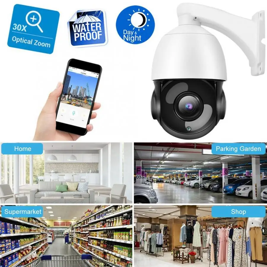Ip-камера 5MP супер HD PTZ Сетевая IP купольная камера 30X оптический зум Камера безопасности для ONVIF Купольная зум-камера