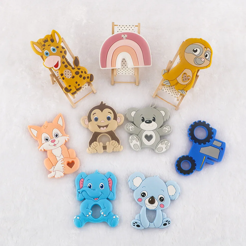 Kovict 1Pc Cartoon Animal Silicone Pendant BPA Free DIY Silicone Bead Necklace Pendant Handicrafts Accessories