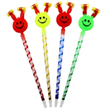 

3pcs/lot Whistle Trumpet Funny Nice Children Birthday Party Supplies Cheerleading Gifts Big Smile Long Pole Blow Roll Cheer Prop
